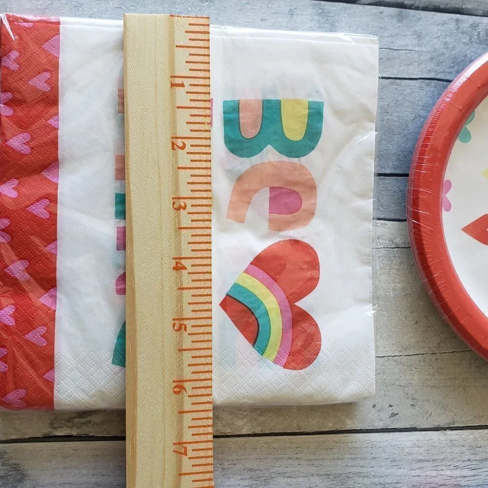 NWT - Be Mine Paper Napkins (40) and Heart Paper Plates (24)